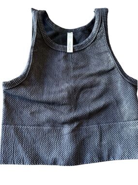 Nikibiki Charcoal Black Ribbed Crop Tank